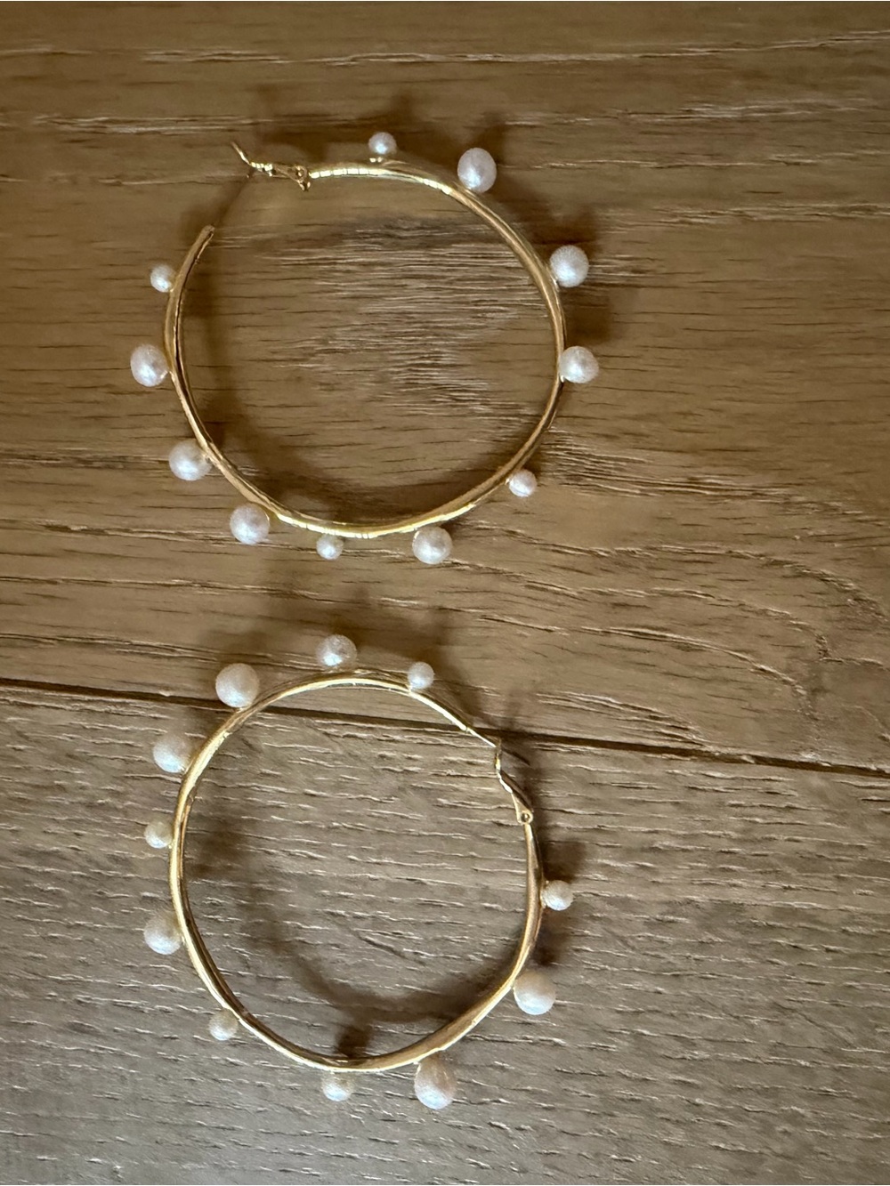 Mignonne Gavigan Gold Hoops with White Bead Accents